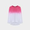 Hot Ombre Pleat Back Tee-Pink Tees