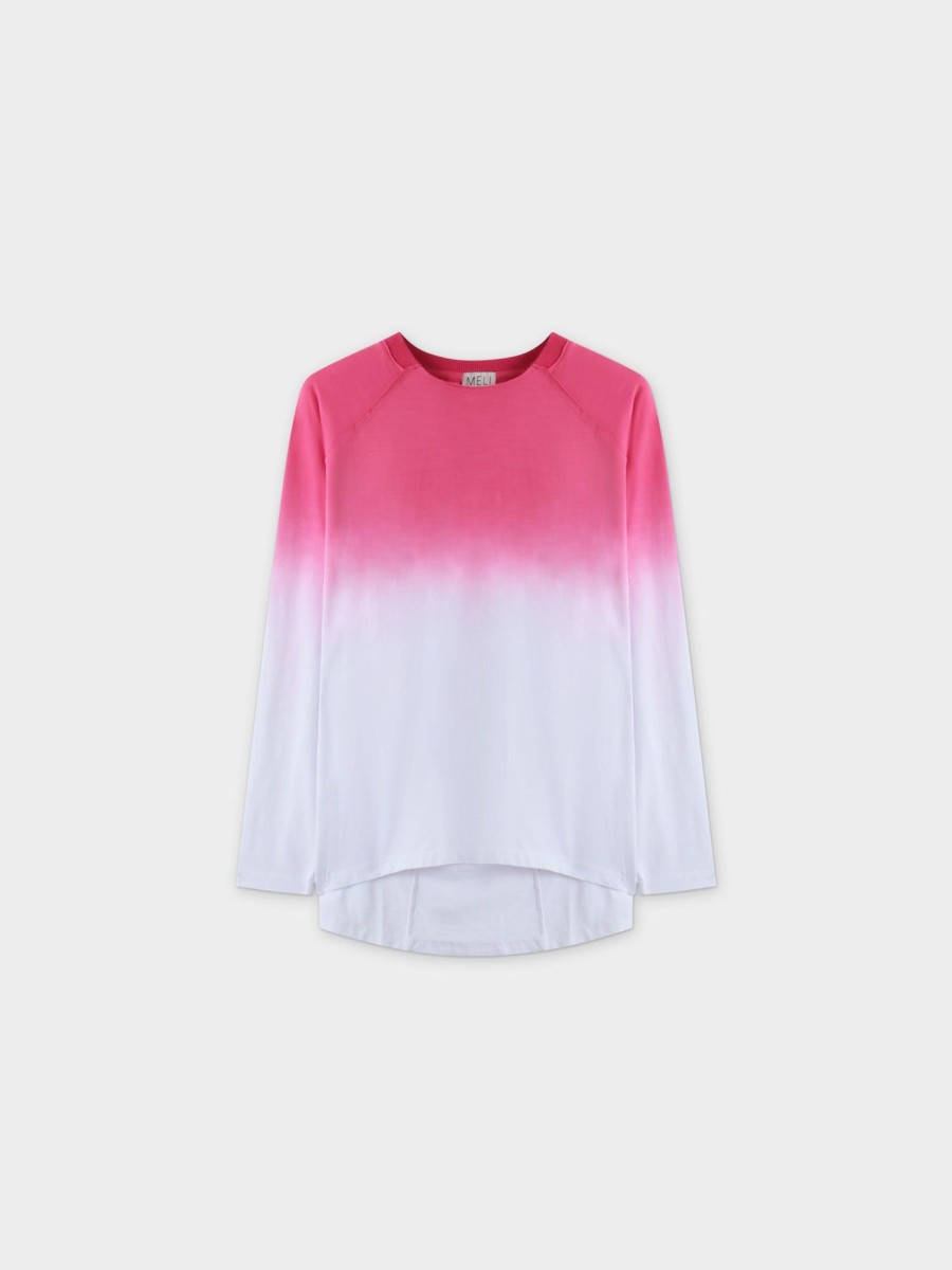 Hot Ombre Pleat Back Tee-Pink Tees