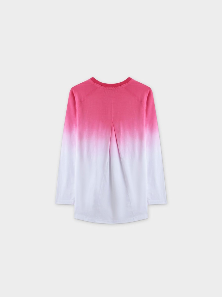 Hot Ombre Pleat Back Tee-Pink Tees