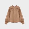 Wholesale Gathered Top Blouse-Tan Tops