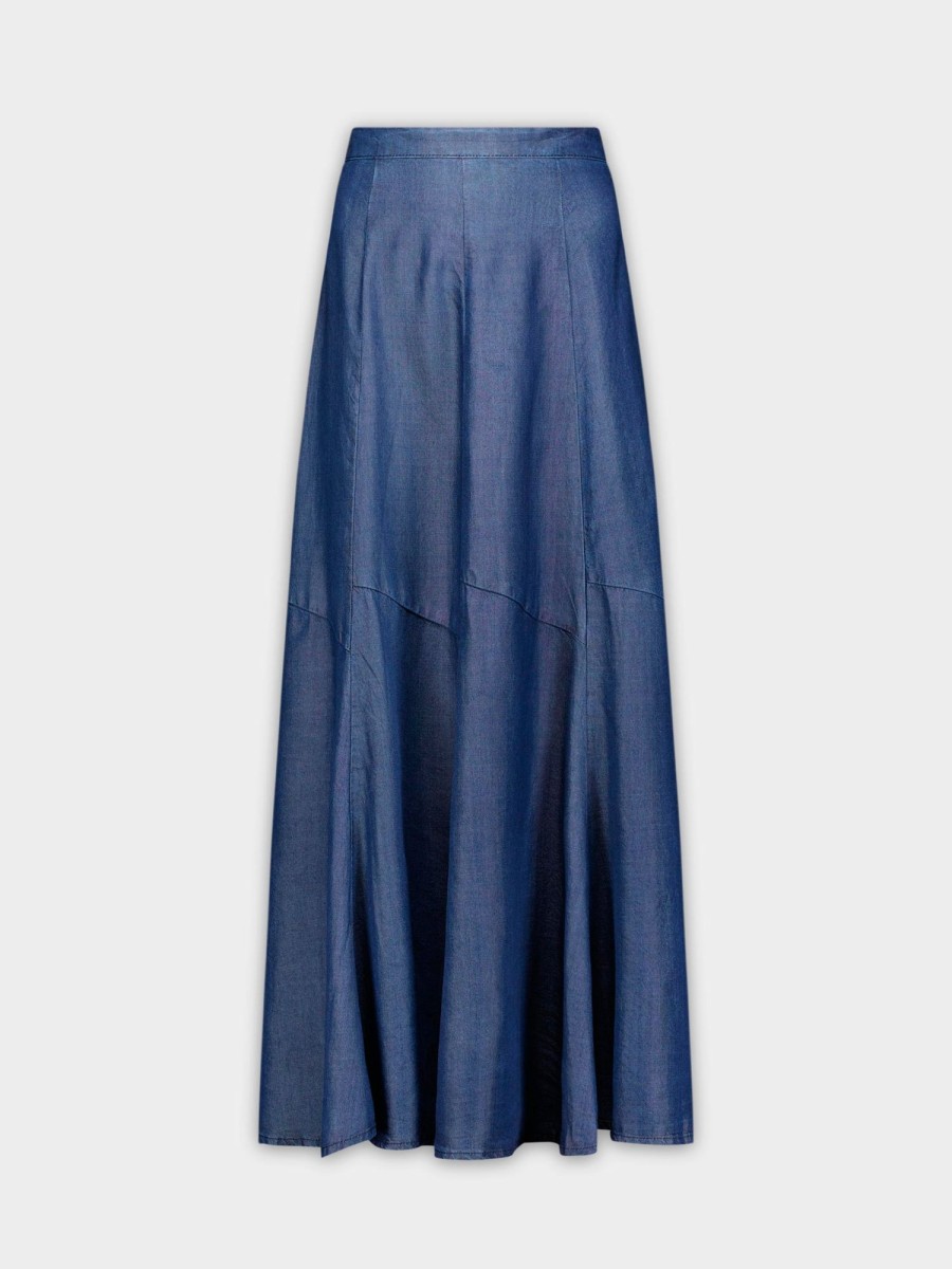 Online Denim Trumpet Skirt-Light Blue Skirts