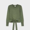 Best Wrap Tie Sweater-Olive Green Tops