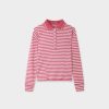 Clearance Striped Collar Tee-Pink/White Tees