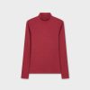 Best Heathered Turtleneck-Burgundy Tops