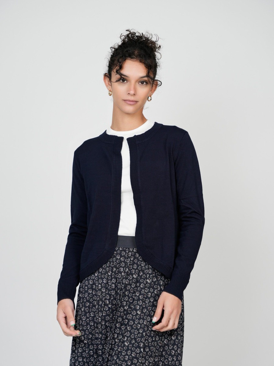 New Banded Shrug-Navy Tops