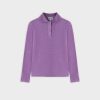 Online Ribbed Collar T-Shirt-Purple Tees