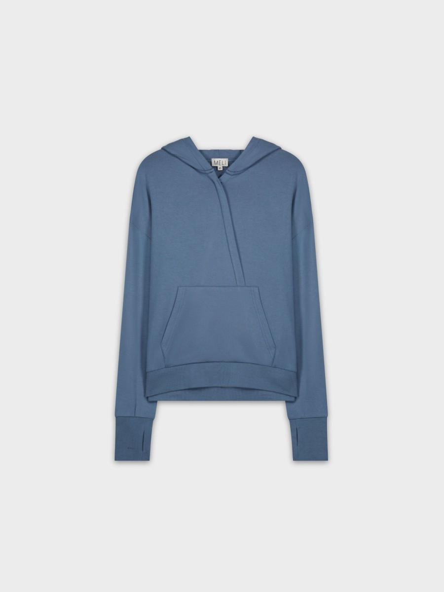 Wholesale Crossover Hoodie-Denim Blue Tees