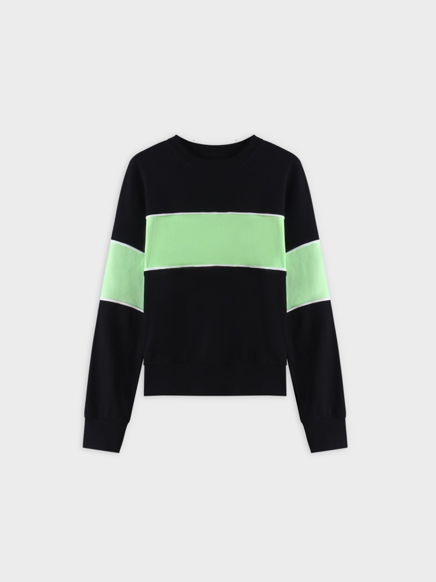 Online Neon Stripe Bomber-Green Stripe Teen Tops