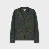 New Herringbone Knit Blazer-Green/Navy Tops