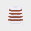 New Striped Cotton Sweater-Brown Tops