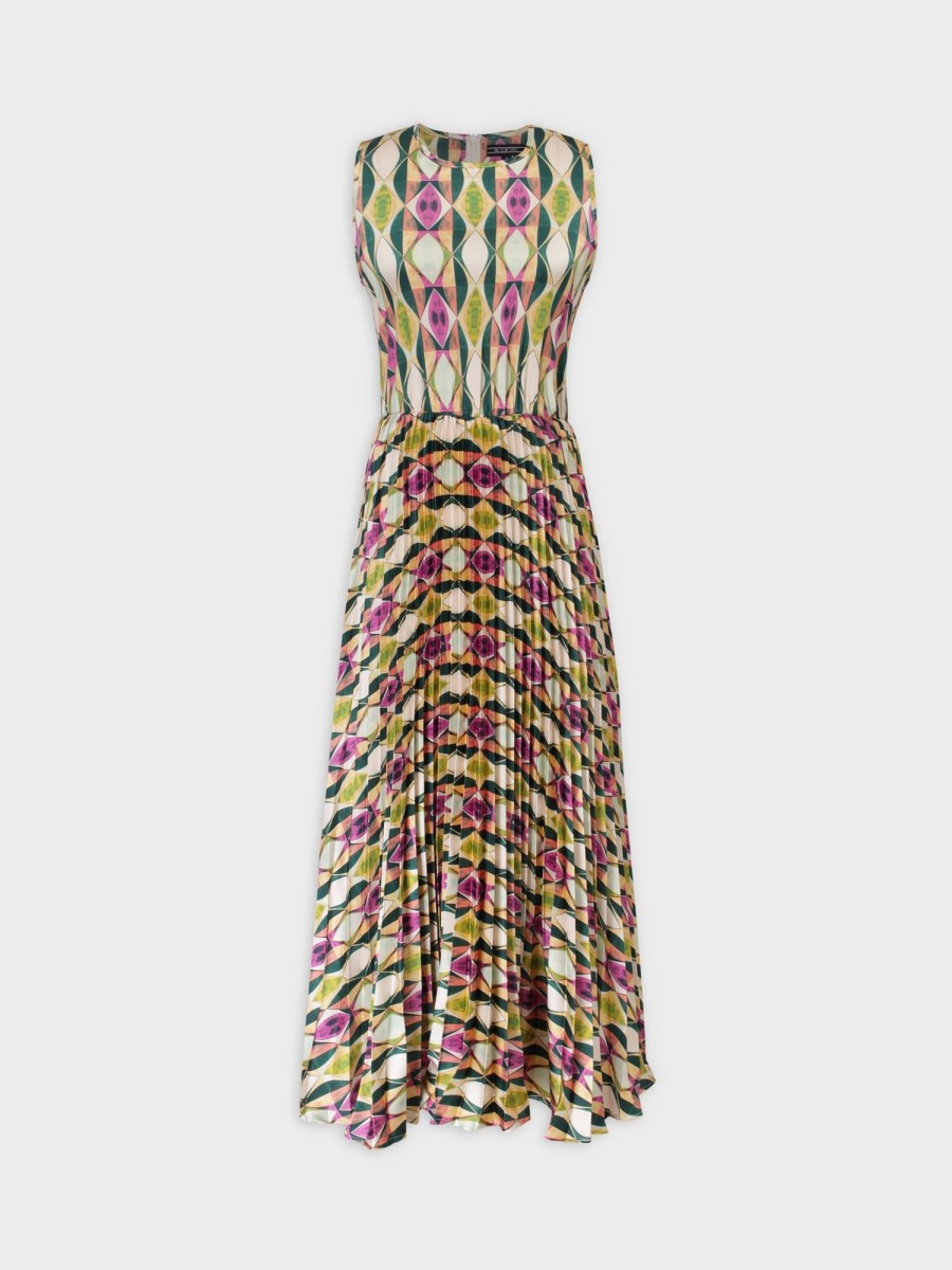 New Pleated Slip Dress-Geometric Teen Dresses