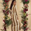 Wholesale Satin Wrap Dress-Bronze Stripe Dresses