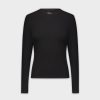 Clearance Ribbed High V- Ls-Black Tees