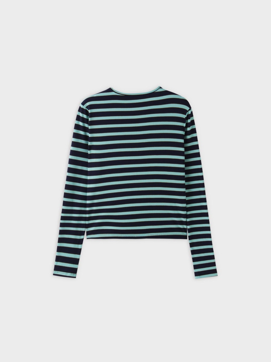 Best Striped Wrap Tee-Navy/Aqua Tees