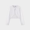 Online Flat Ribbed Trim Shrug-White Tops