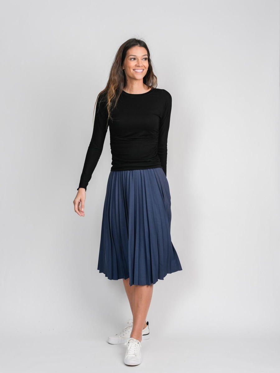 Wholesale Pleated Skirt 27" - Dark Denim Skirts