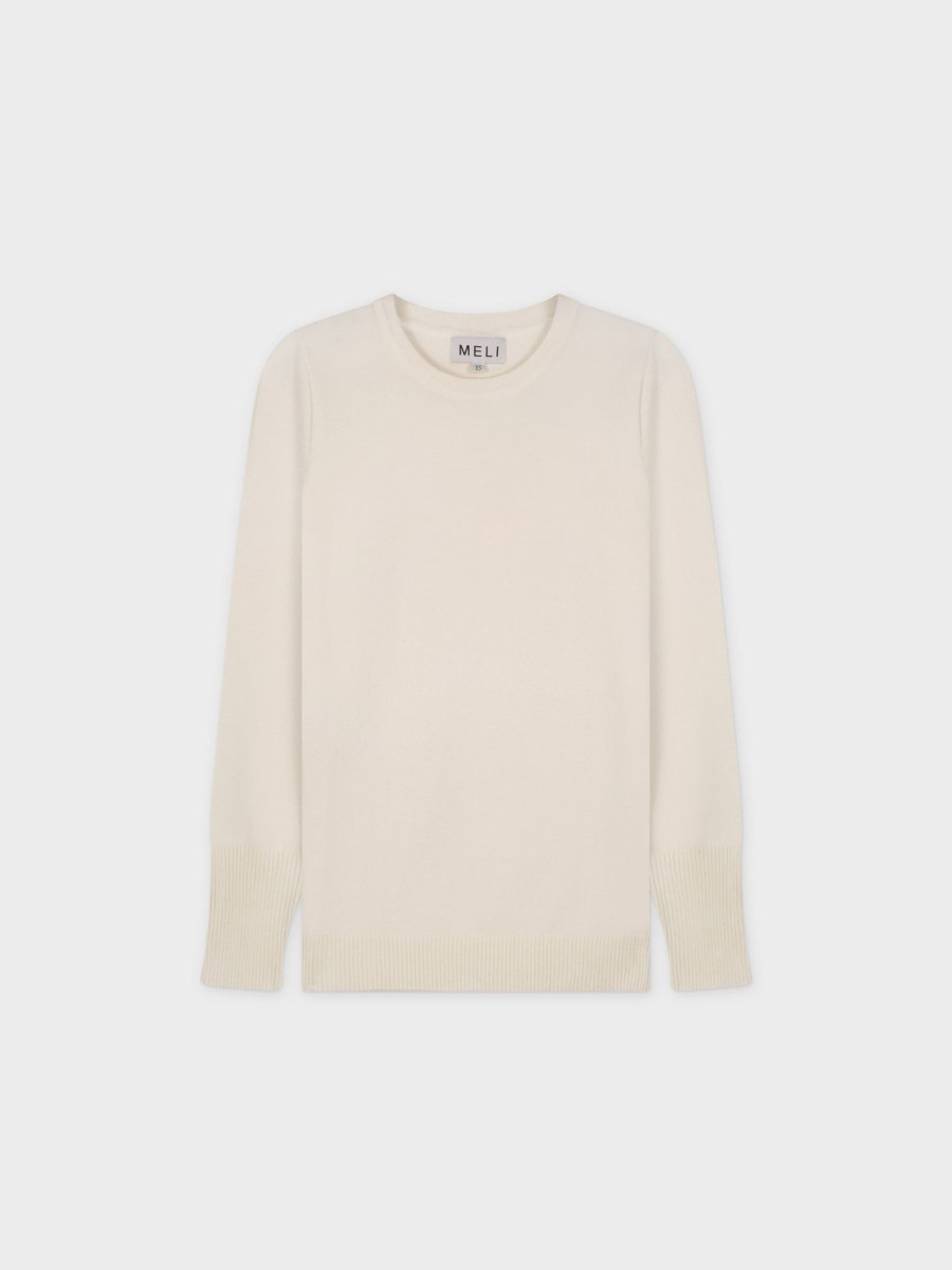 Online Basic Crew Sweater (Ls) - Cream Tops