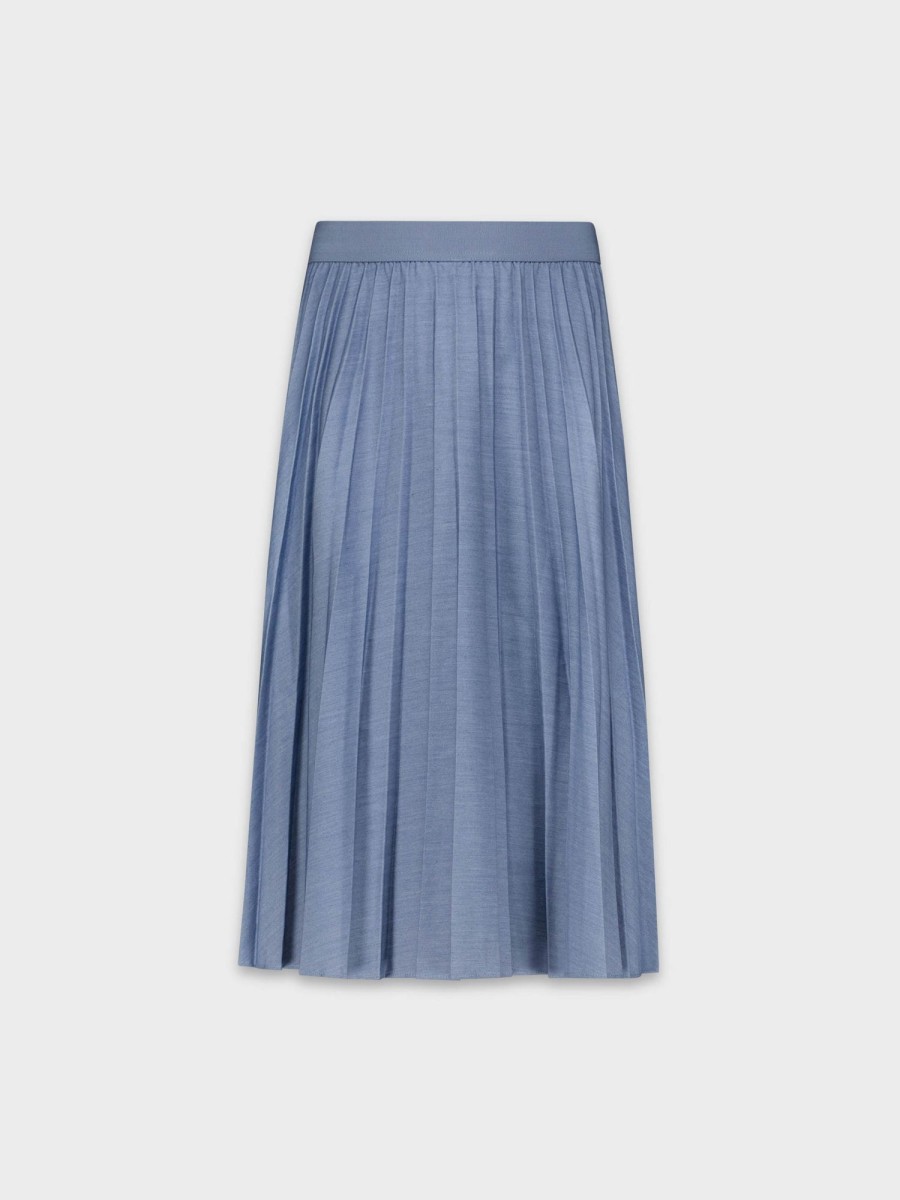 Clearance Pleated Skirt 27"- Light Denim Skirts