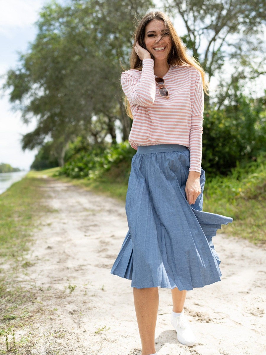 Clearance Pleated Skirt 27"- Light Denim Skirts