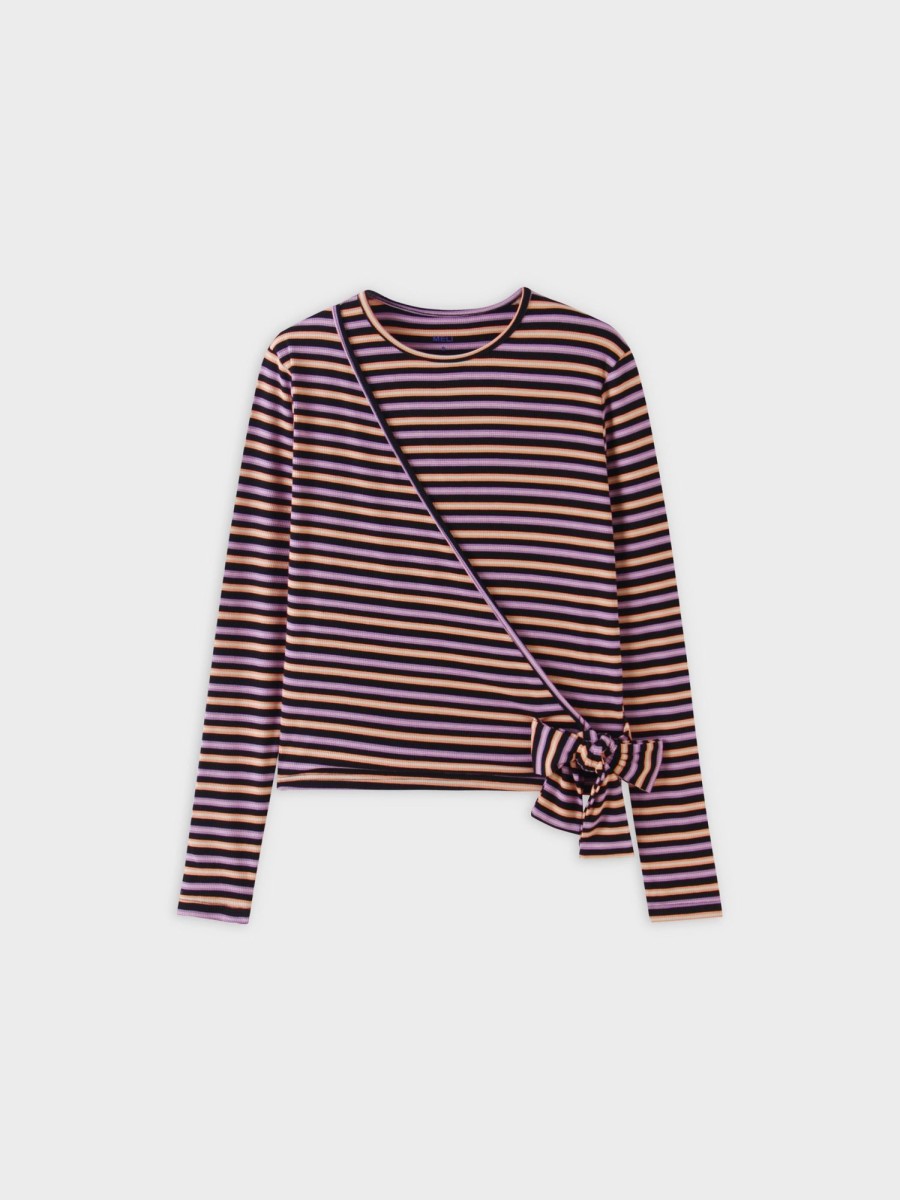 Clearance Striped Wrap Tee-Orange/Purple/Black Tees