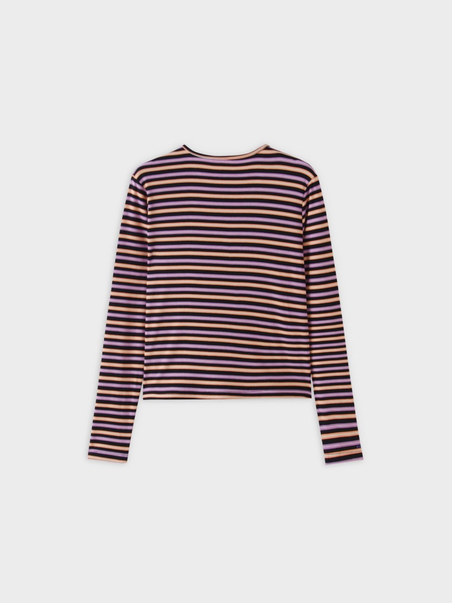 Clearance Striped Wrap Tee-Orange/Purple/Black Tees