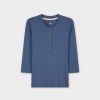 Clearance 4 Button Henley Tee-Blue Tees