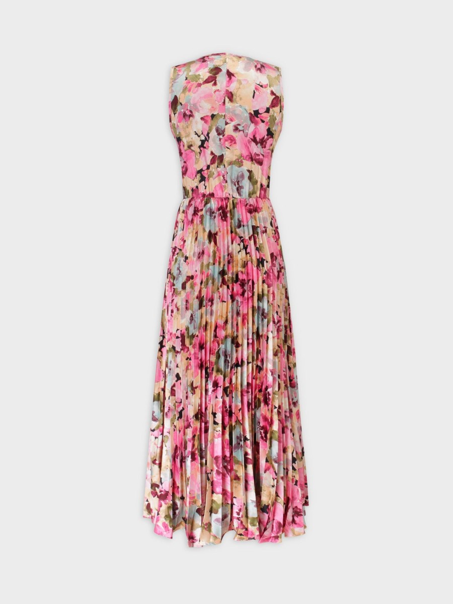 Wholesale Pleated Slip Dress-Floral Teen Dresses