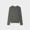 Wholesale Butter Soft Striped Crew-Olive/Light Blue Tees