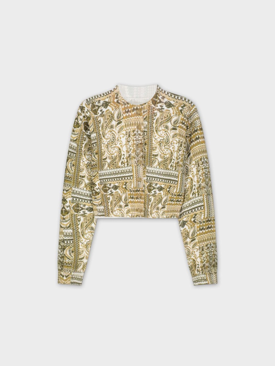 Best Printed Cardigan Short-Gold Aztec Tops