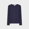 Clearance Wide Ribbed Crew-Navy Tees