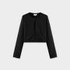 Wholesale Flat Ribbed Trim Shrug-Black Tops