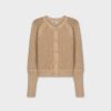 Hot Crochet Crew Cardigan-Tan Tops