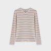 Best Thin Stripe High V Tee-White/Orange/Pink Tees