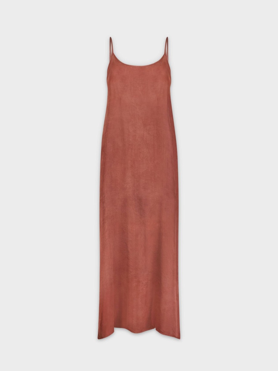 Online Crew Neck Slip Dress-Burgundy Dresses