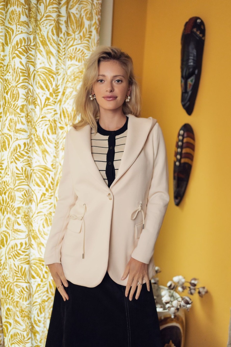 New Hooded Blazer-Cream Tops