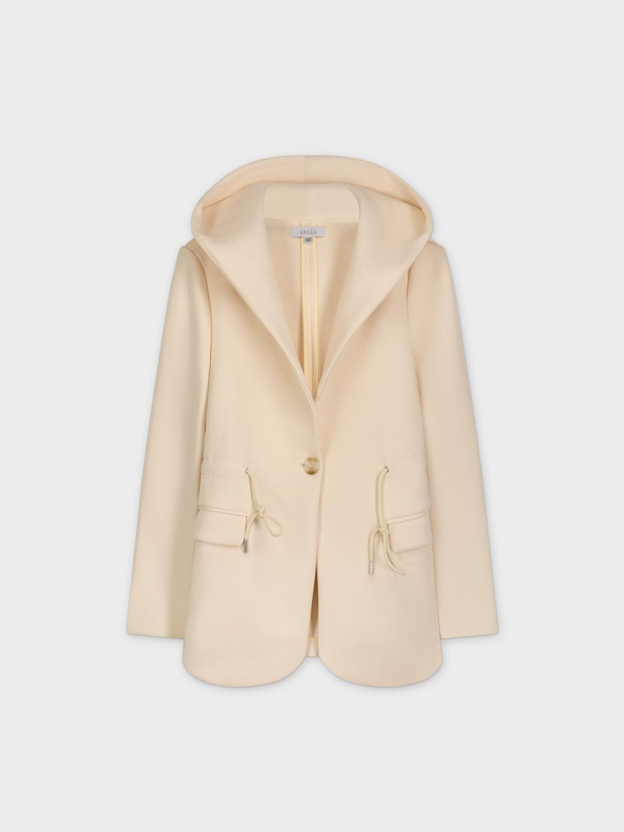 New Hooded Blazer-Cream Tops