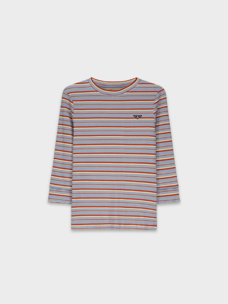 New Layered 3Q Sleeve Tee-Red Stripe Teen Tops