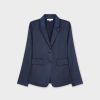 Best Satin Blazer-Navy Tops