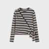 Clearance Striped Wrap Tee-Black/White Multi Stripe Tees