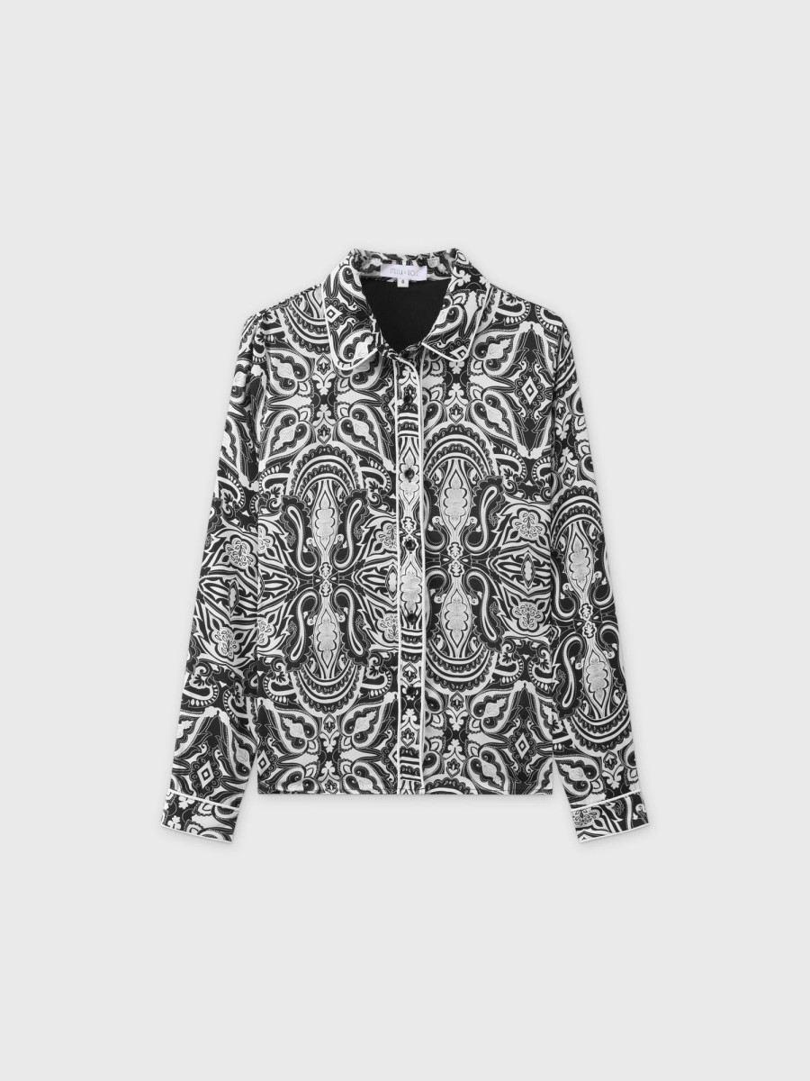 Best Piped Blouse-B/W Paisley Sets