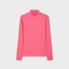 Hot Heathered Turtleneck-Hot Pink Tops