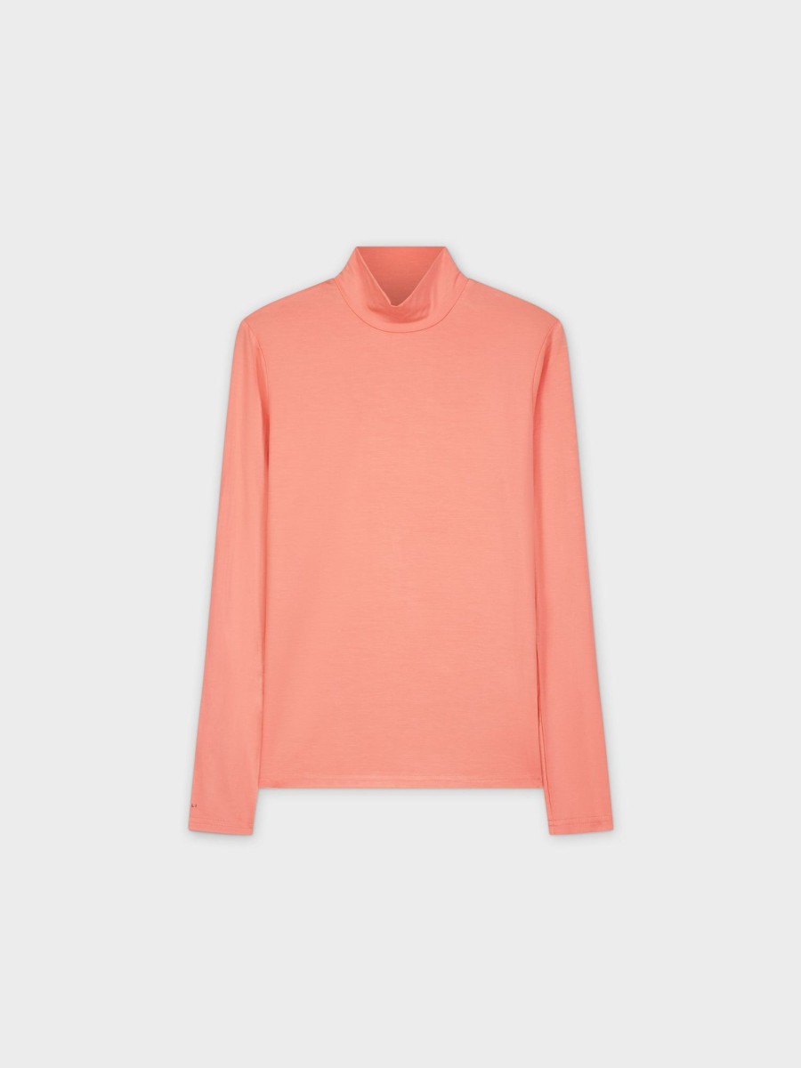 Best Modal Turtleneck Long Sleeve-Coral Tops