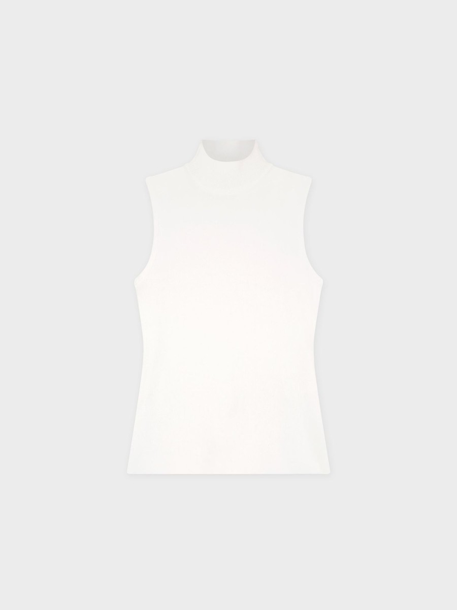 Clearance Sleeveless Mock Turtleneck-Cream Tops