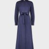 New Basic Belted A-Line Dress-Navy Dresses