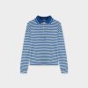 Clearance Striped Collar Tee-Blue/White Tees