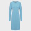 New Crew Neck Pocket Tee Dress 52"-Sky Blue Dresses