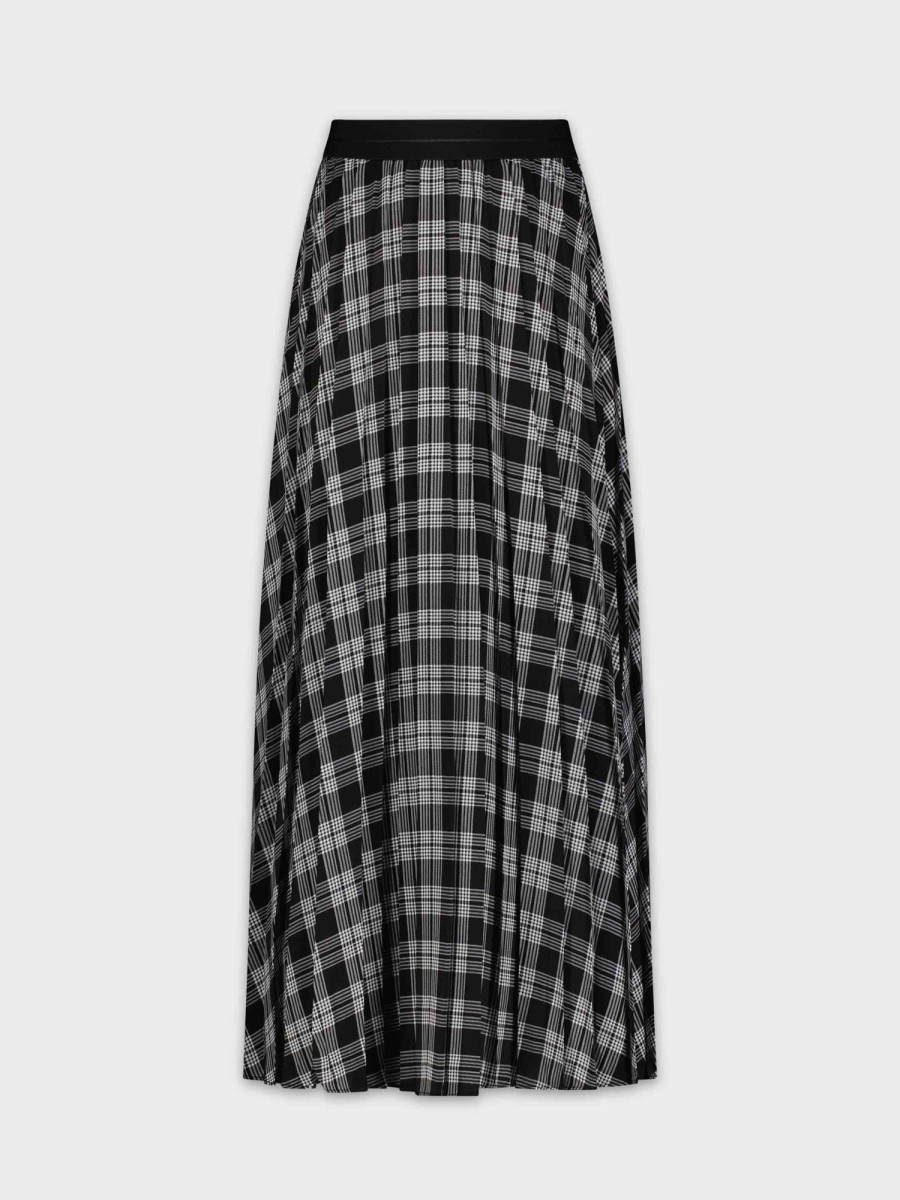 Best Printed Pleated Skirt 35"-B/W Plaid Skirts