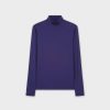 Clearance Modal Turtleneck Long Sleeve-Navy Tops