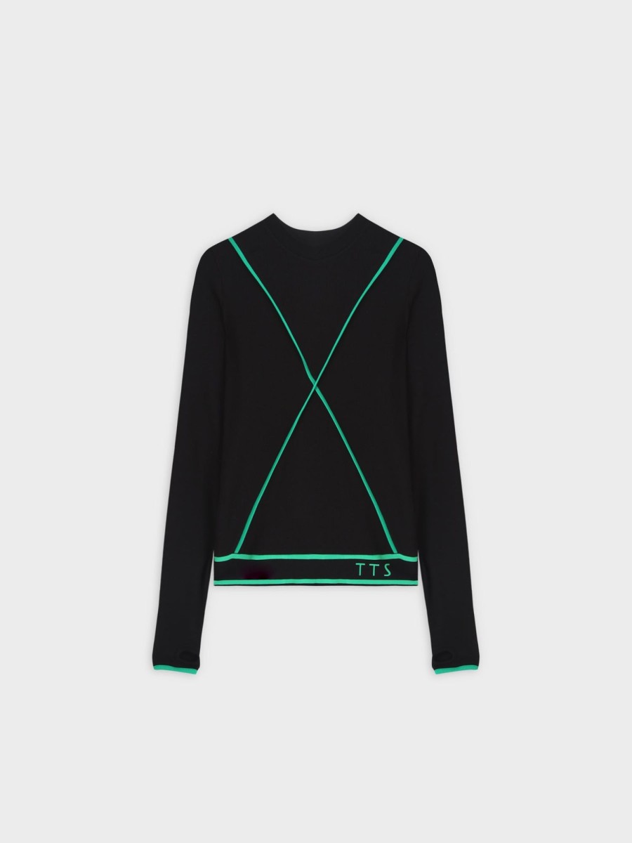 Hot X Banded Shirt-Black/Green Teen Tops