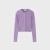 Online Silk Knit Cropped Cardigan-Lavender Tops